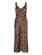 Bardot Emory Print Satin Slip Dress Brun