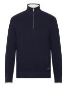 GANT Ribbed Cotton Half Zip Marinblå