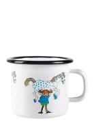 Pippi Langstrømpe Enamel Mug Pippi And The Horse Vit