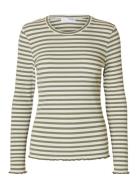 Selected Femme Slfanna Ls Crew Neck Tee Str S Grön