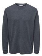 ONLY & SONS Onswaffle Rlx Ls Tee Marinblå