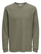 ONLY & SONS Onswaffle Rlx Ls Tee Grön