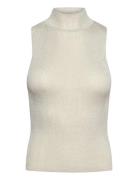 Mango Lurex Knitted Top With Perkins Neck Silver