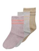 Kids Only Kogsille Stripe Glitter Socks 3-Pack Acc Rosa