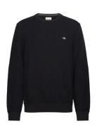 GANT Cotton Micro Textured C-Neck Svart