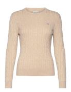 GANT Stretch Cotton Cable C-Neck Beige