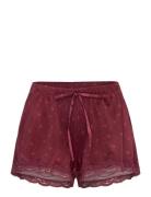 Hunkemöller Velvet Lace Shorts Burgundy