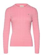 GANT Stretch Cotton Cable C-Neck Rosa