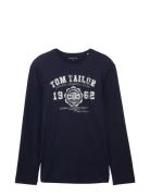 Tom Tailor Printed Longsleeve Marinblå