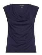 Lauren Ralph Lauren Jersey Sleeveless Cowlneck Top Marinblå