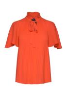 Lauren Ralph Lauren Pleated Georgette Blouse Orange