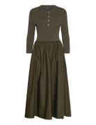 Polo Ralph Lauren Henley-Bodice Dress Khaki Green