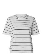 Selected Femme Slfessential Ss Striped Boxy Tee Vit