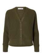 Selected Femme Slfbirla Ls Knit Short Cardigan Khaki Green