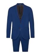 Lindbergh Plain Mens Suit - Normal Lenght Blå