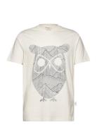 Knowledge Cotton Apparel Regular Single Jersey Mountain Owl Kräm