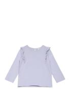 Mango Long -Sleeved T-Shirt With Ruffles Blå