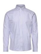 Lindbergh Striped Superflex Oxford L/S Blå