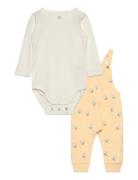 Lindex Set Body Dungerees Flowers Gul