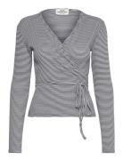 Mads Nørgaard 2X2 Cotton Stripe Susi Ls Top Marinblå