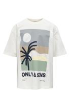 ONLY & SONS Osjartsy Life Ss Ovs Printed Tee Jrs Vit