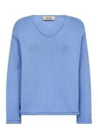 MOS MOSH Mmbine Ls V-Neck Knit Blå