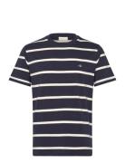 GANT Striped Ss T-Shirt Marinblå