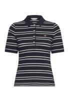 GANT Slim Stripe Shield Ss Pique Polo Marinblå