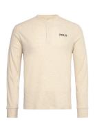 Polo Ralph Lauren Underwear Waffle-Knit Henley Sleep Shirt Kräm