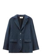 A Part Of The Art Cloud Blazer Linen Denim Stripe Marinblå