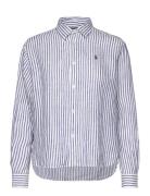 Polo Ralph Lauren Wide Cropped Gingham Linen Shirt Blå