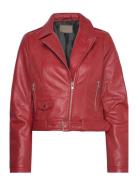 Jofama Helen Leather Biker Jacket Röd