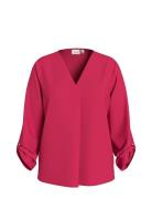 Vila Vijosa 3/4 V-Neck Top - Noos Röd