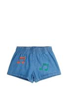 Mini Rodini Note Emb Lightweight Denim Shorts Blå