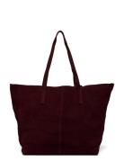 Mango Suede Shopper Bag Burgundy