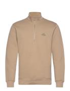 Mads Nørgaard Standard Half Zip Logo Sweat Beige