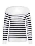 GANT Fine Knit Striped Boat Neck Vit