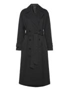 Mango Long Over D Double-Breasted Trench Coat Svart