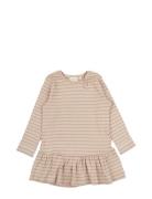 Petit Piao Dress L/S Modal Striped Beige