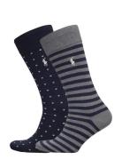 Polo Ralph Lauren Dot Stripe Sock 2-Pack Blå