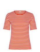 GANT Slim Striped 1X1 Ribbed Ss T-Shirt Orange