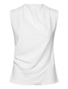 Mango Sleeveless Draped Blouse Vit