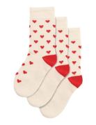 Minipop Minipop Bamboo Heart Socks 3 Pack Röd