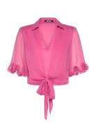 ROTATE Birger Christensen Chiffon Tied Top Rosa