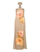 Malina Zelda Scarf Detail Maxi Dress Beige