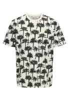 ONLY & SONS Onskylen Reg Linen Palm Aop Ss Tee Vit