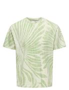 ONLY & SONS Onszeke Life Reg Washed Ss Aop Tee Grön