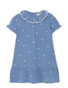 En Fant Dress Ss Embroidery Muslin Blå