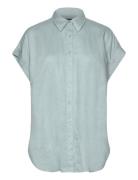 Lauren Women Relaxed Fit Linen Short-Sleeve Shirt Blå