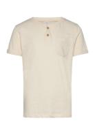 Lindex Top Ss Essentials W Placket Beige